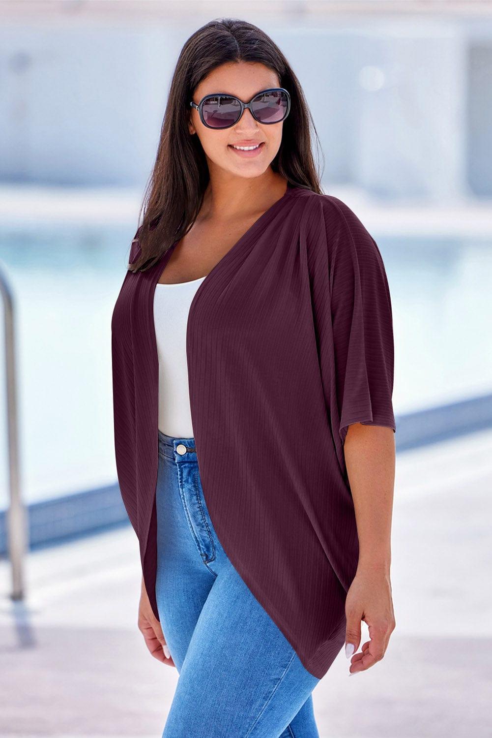 Plus Size Ribbed Cocoon Cover Up - My Store