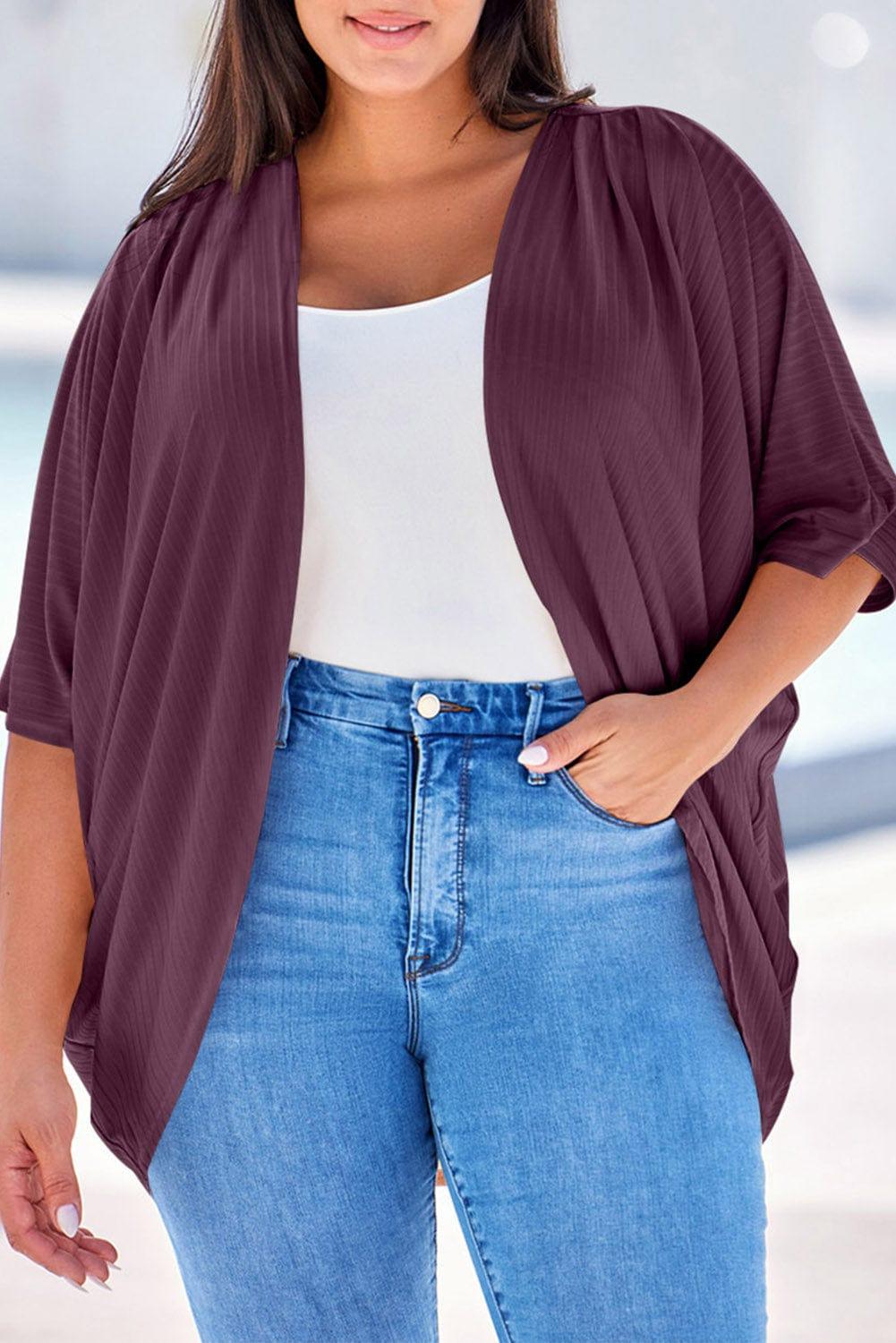 Plus Size Ribbed Cocoon Cover Up - My Store