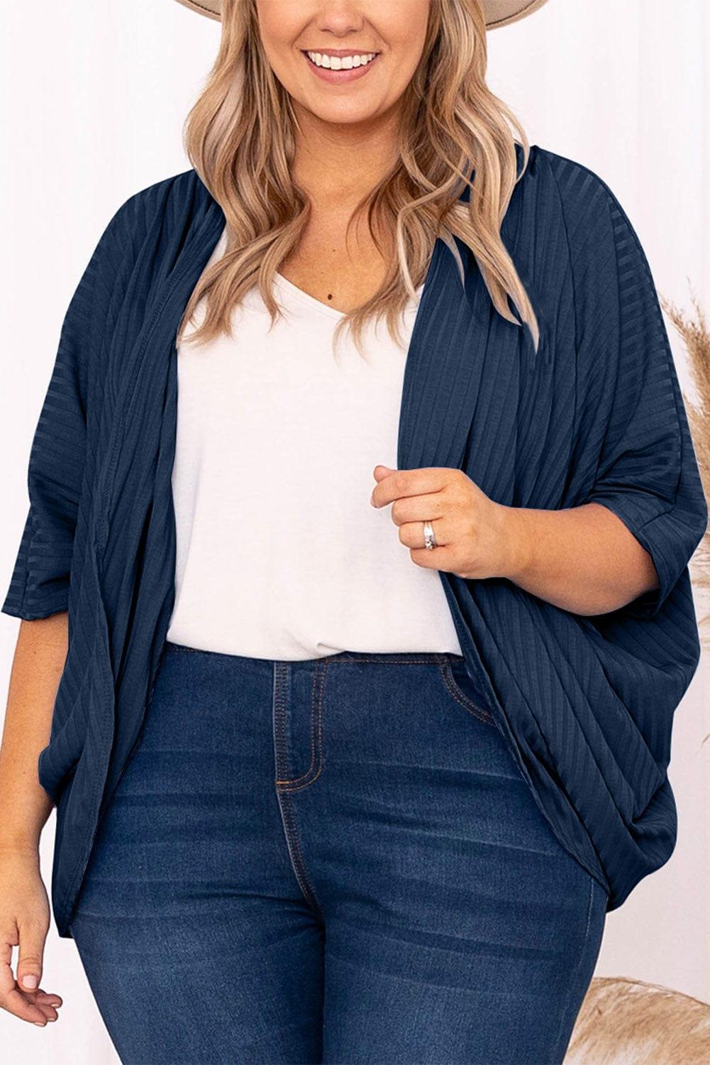 Plus Size Ribbed Cocoon Cover Up - My Store