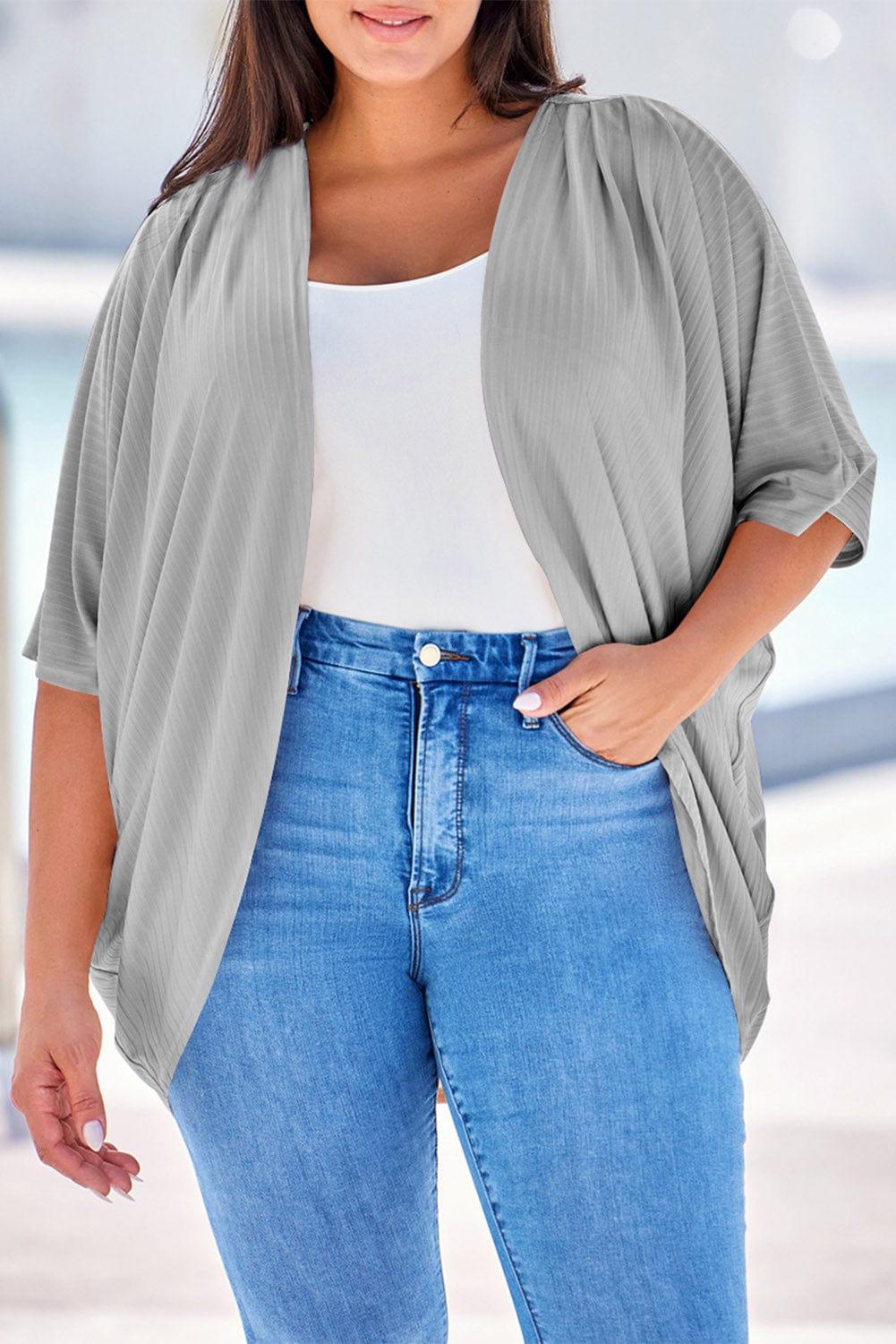 Plus Size Ribbed Cocoon Cover Up - My Store