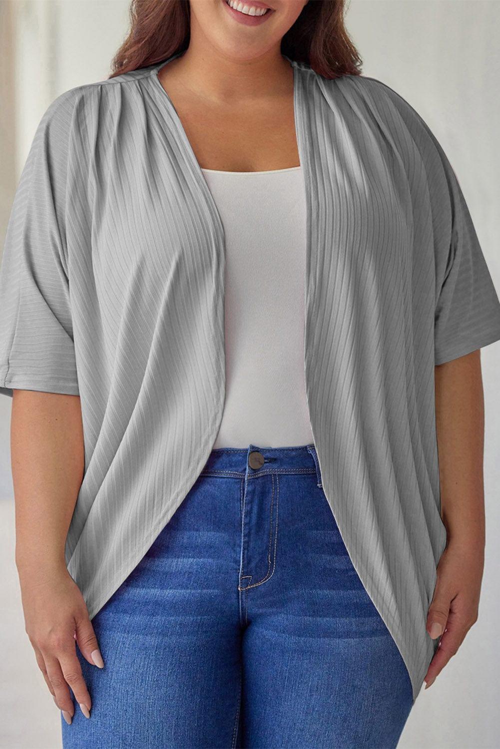 Plus Size Ribbed Cocoon Cover Up - My Store