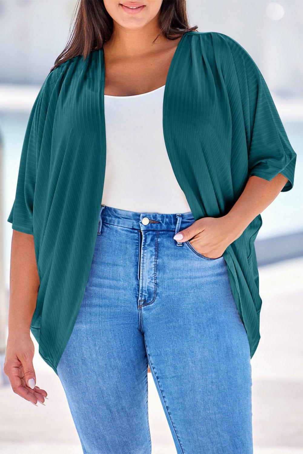 Plus Size Ribbed Cocoon Cover Up - My Store