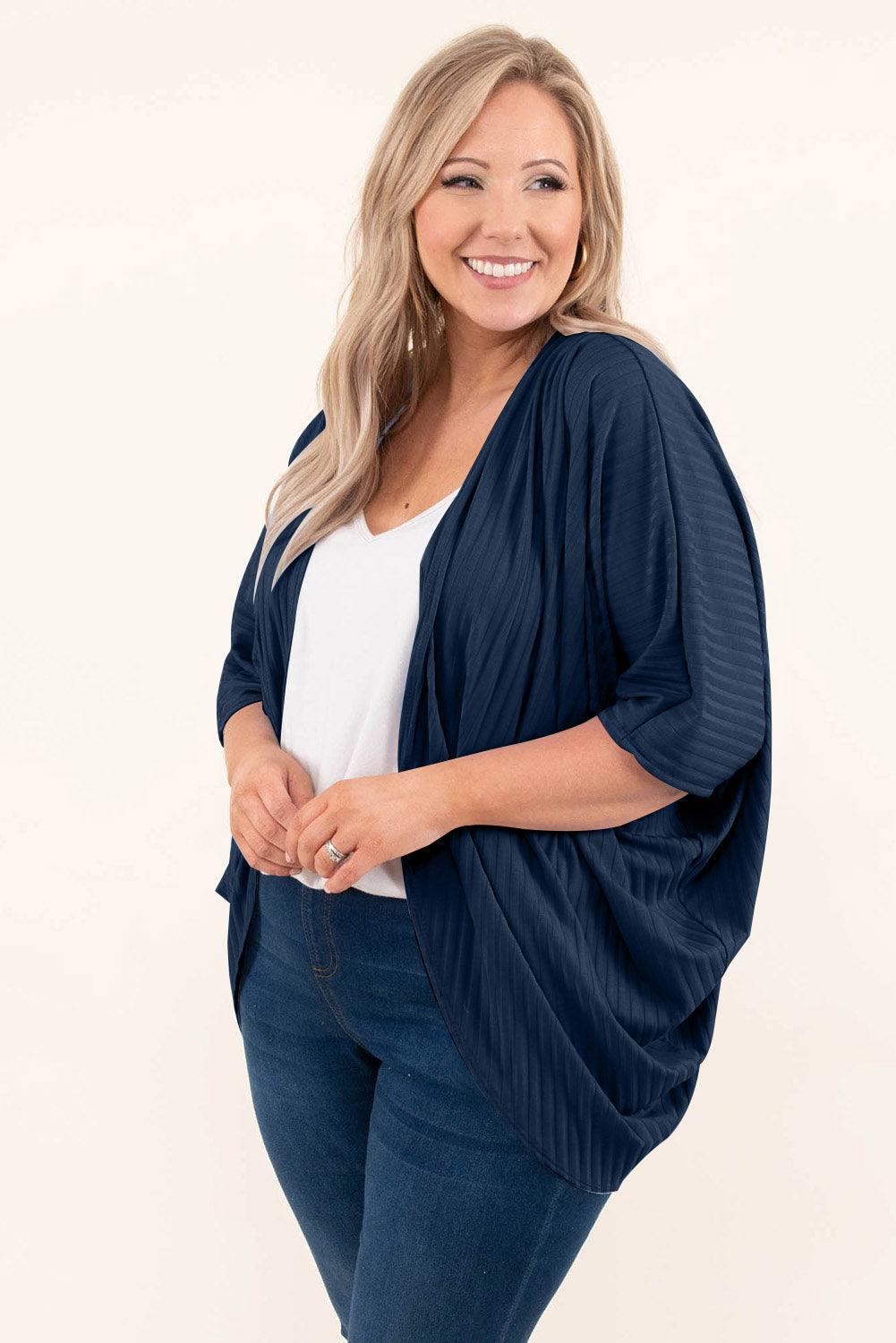 Plus Size Ribbed Cocoon Cover Up - My Store
