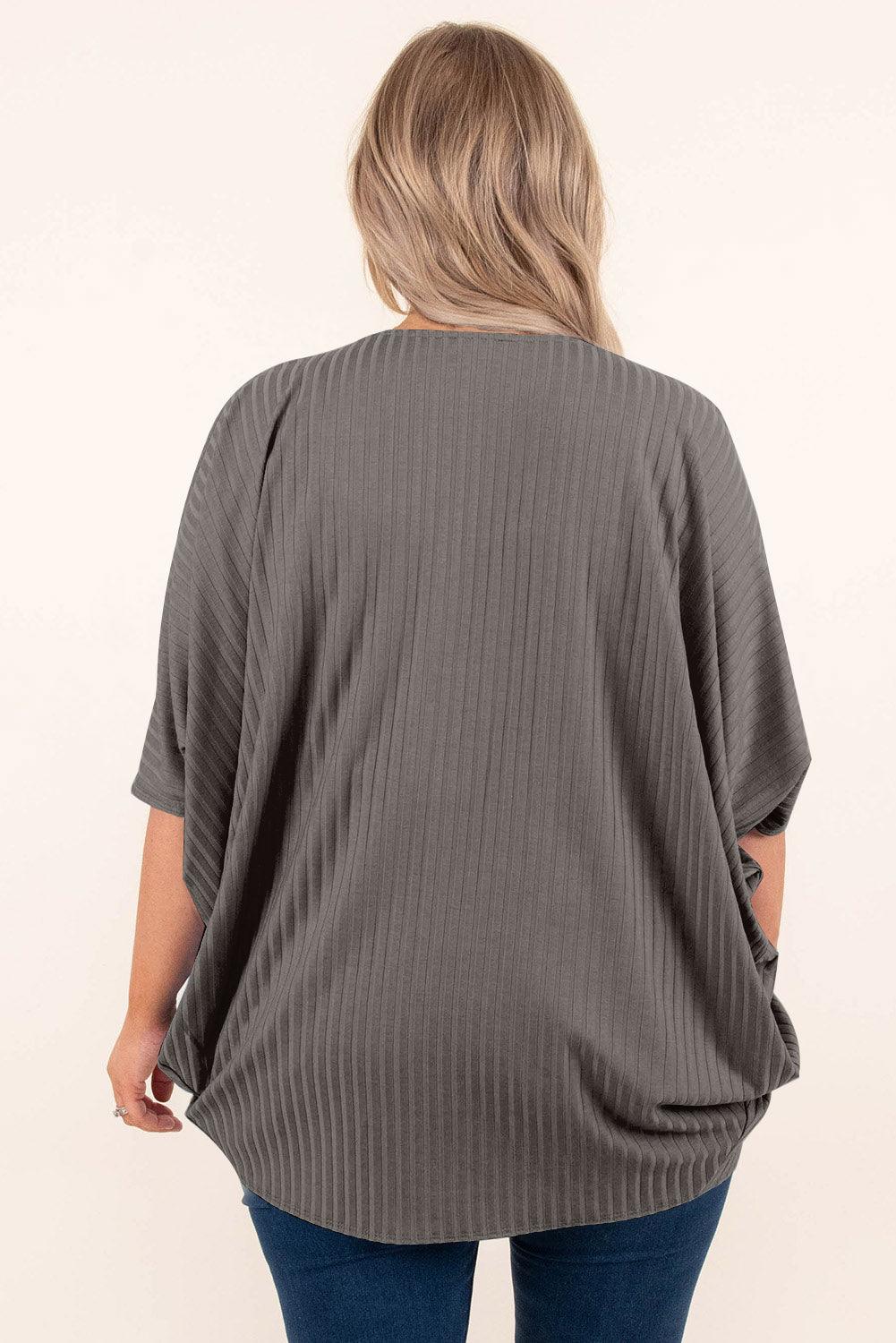 Plus Size Ribbed Cocoon Cover Up - My Store