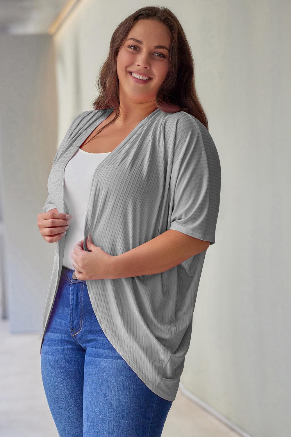 Plus Size Ribbed Cocoon Cover Up - My Store