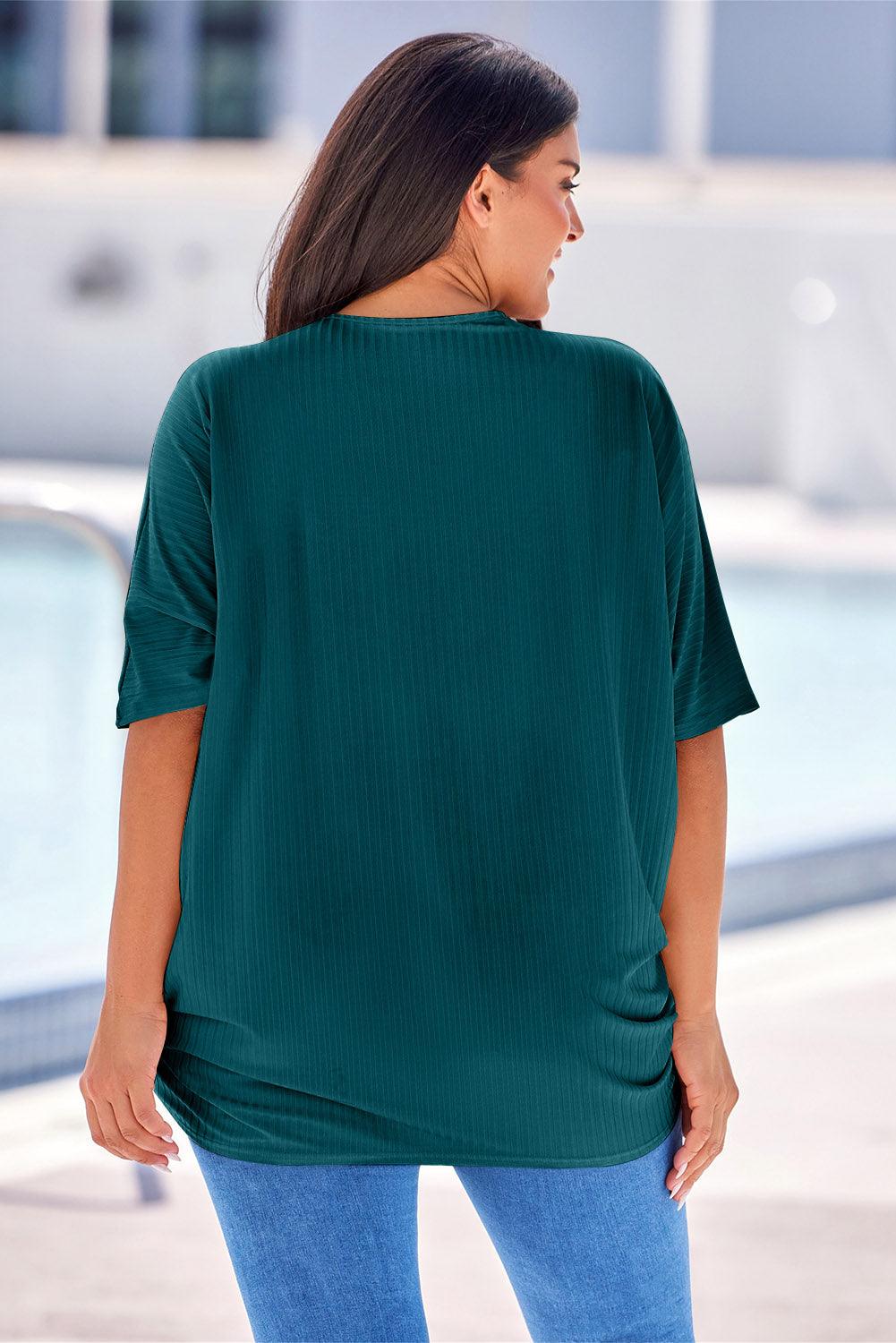 Plus Size Ribbed Cocoon Cover Up - My Store