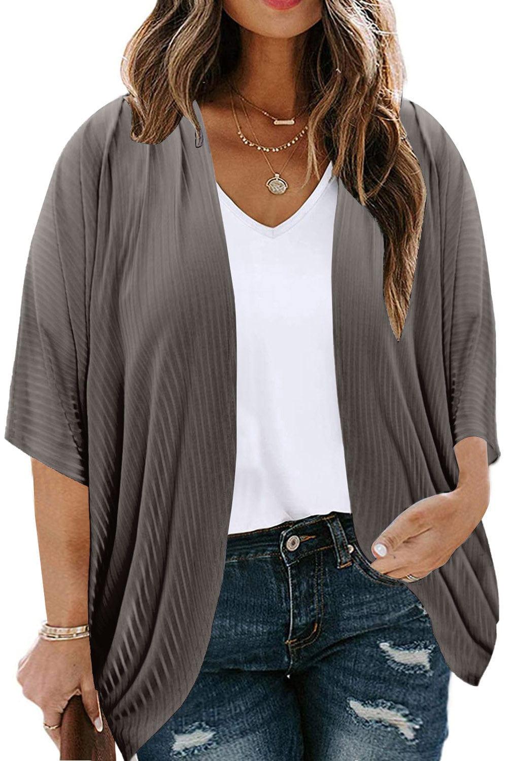 Plus Size Ribbed Cocoon Cover Up - My Store