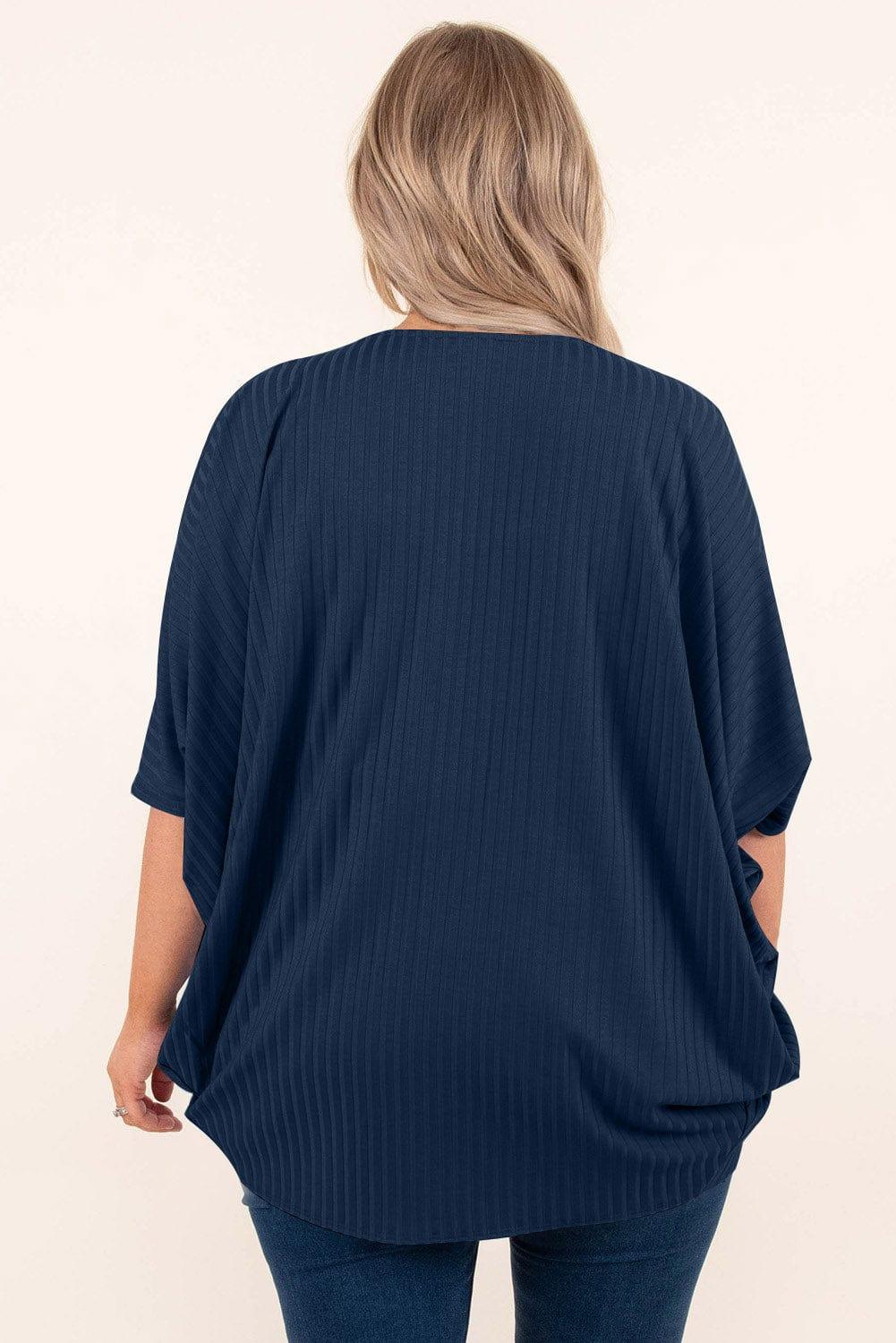 Plus Size Ribbed Cocoon Cover Up - My Store