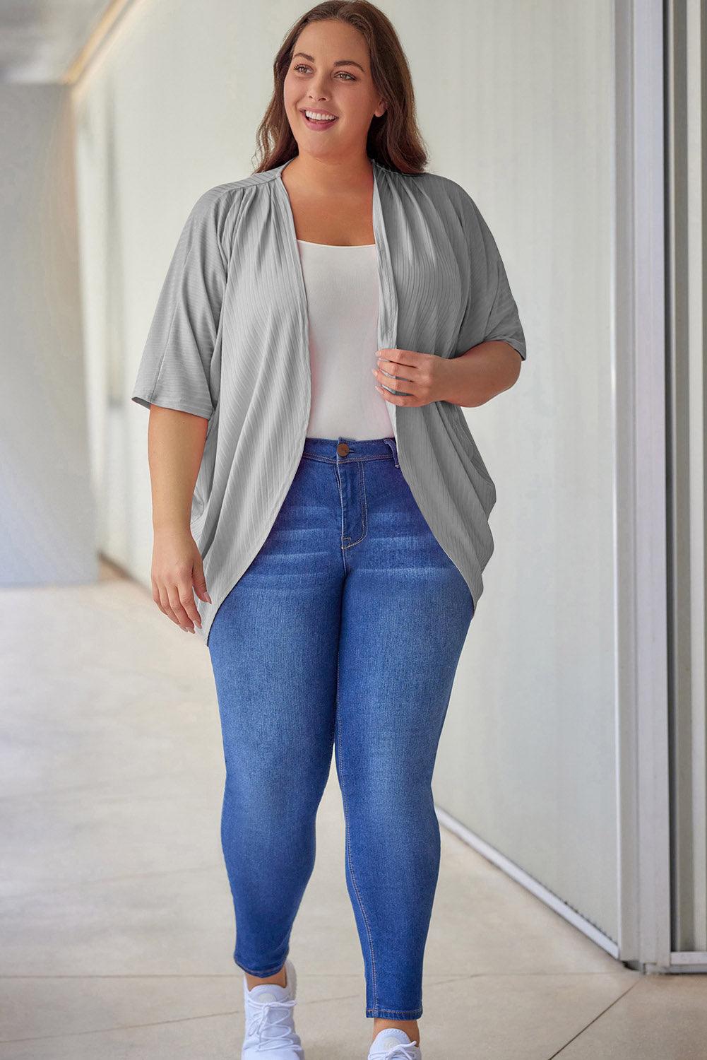 Plus Size Ribbed Cocoon Cover Up - My Store