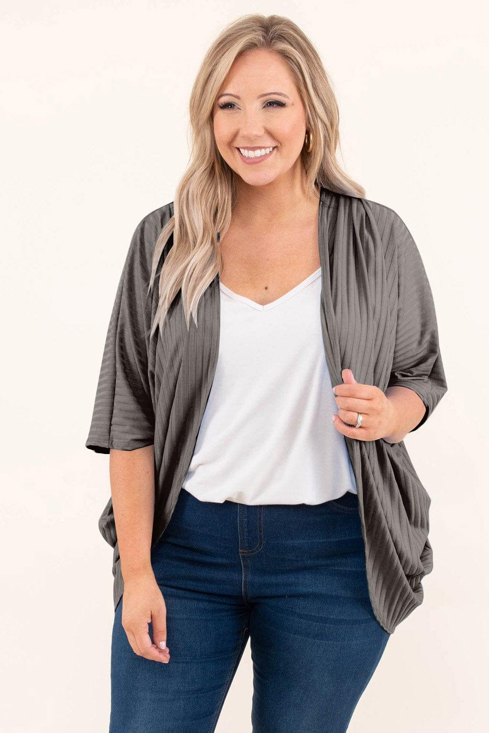 Plus Size Ribbed Cocoon Cover Up - My Store