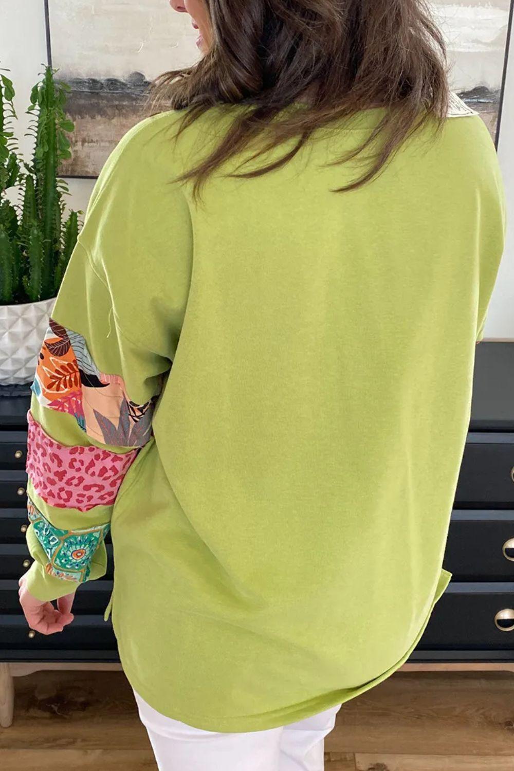 Plus Size Printed Round Neck Long Sleeve Sweatshirt - My Store