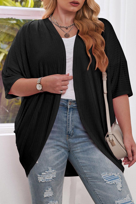 Plus Size Ribbed Cocoon Cover Up - My Store