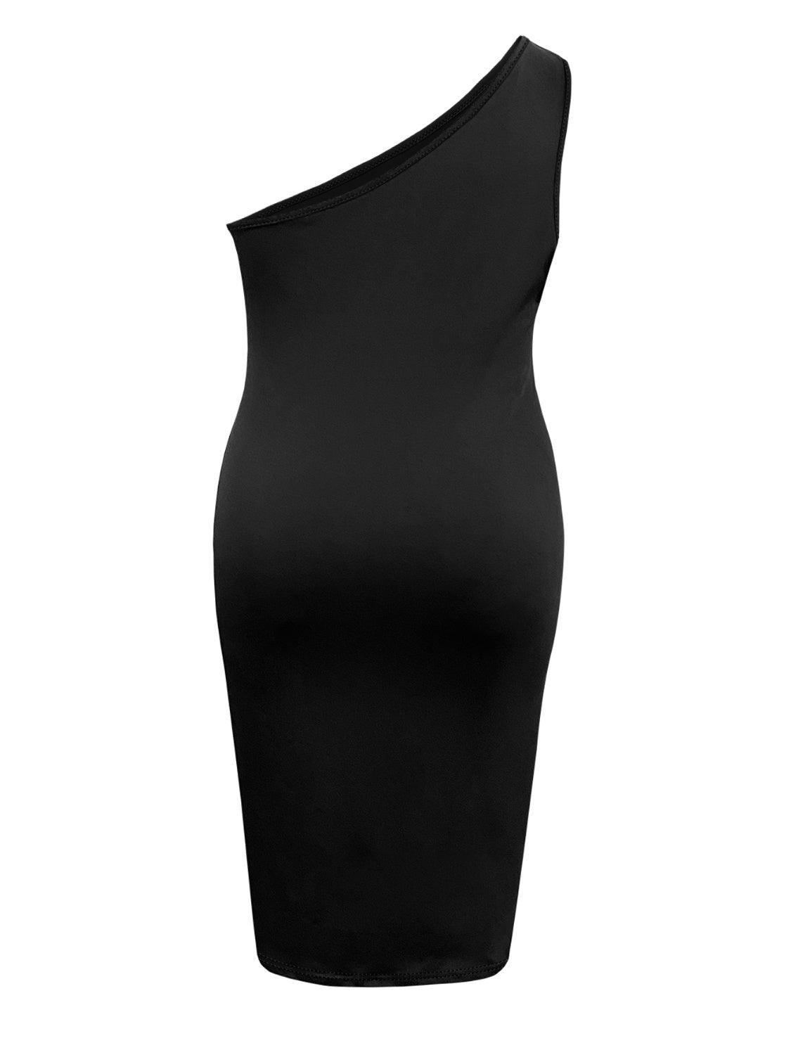 Plus Size Twisted One Shoulder Sleeveless Midi Dress - My Store